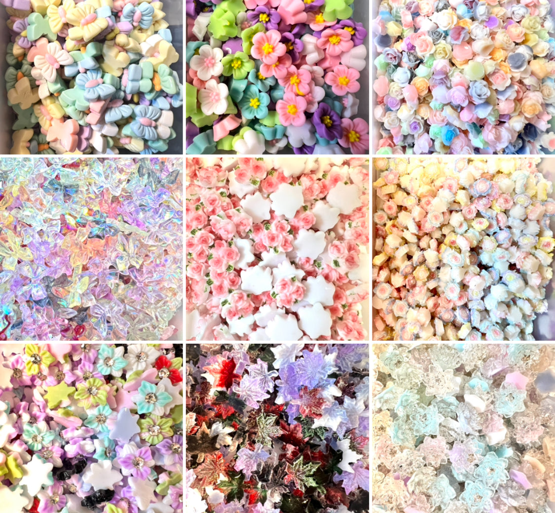 Flower with Rhinestone Character Nail Charms by the scoop