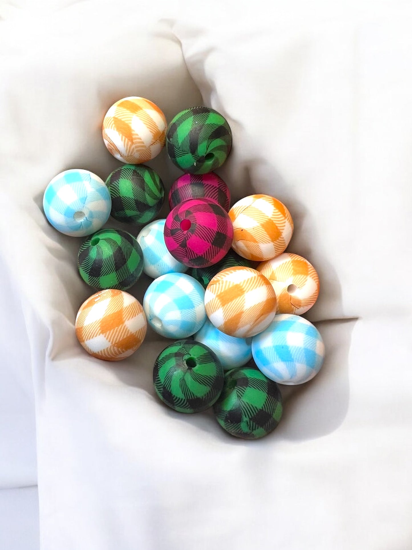 Gingham Design Silicone Beads 16mm(Lot of 5)| DIY| Hobbies| Crafts| Craft Items| Beading