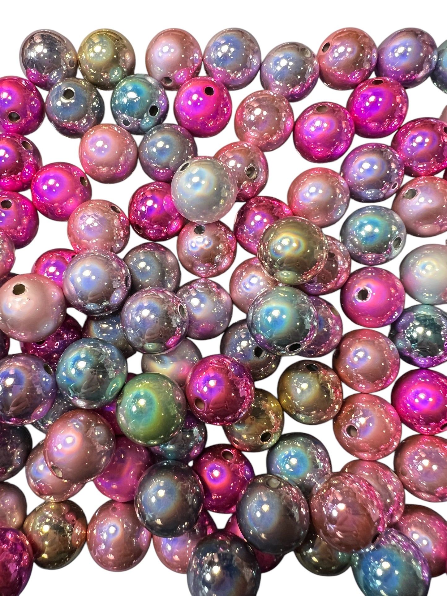 Colorful Metallic looking Acrylic Beads Size 16mm (Lot of 10)| DIY| Hobbies| Crafts| Craft Items| Beading