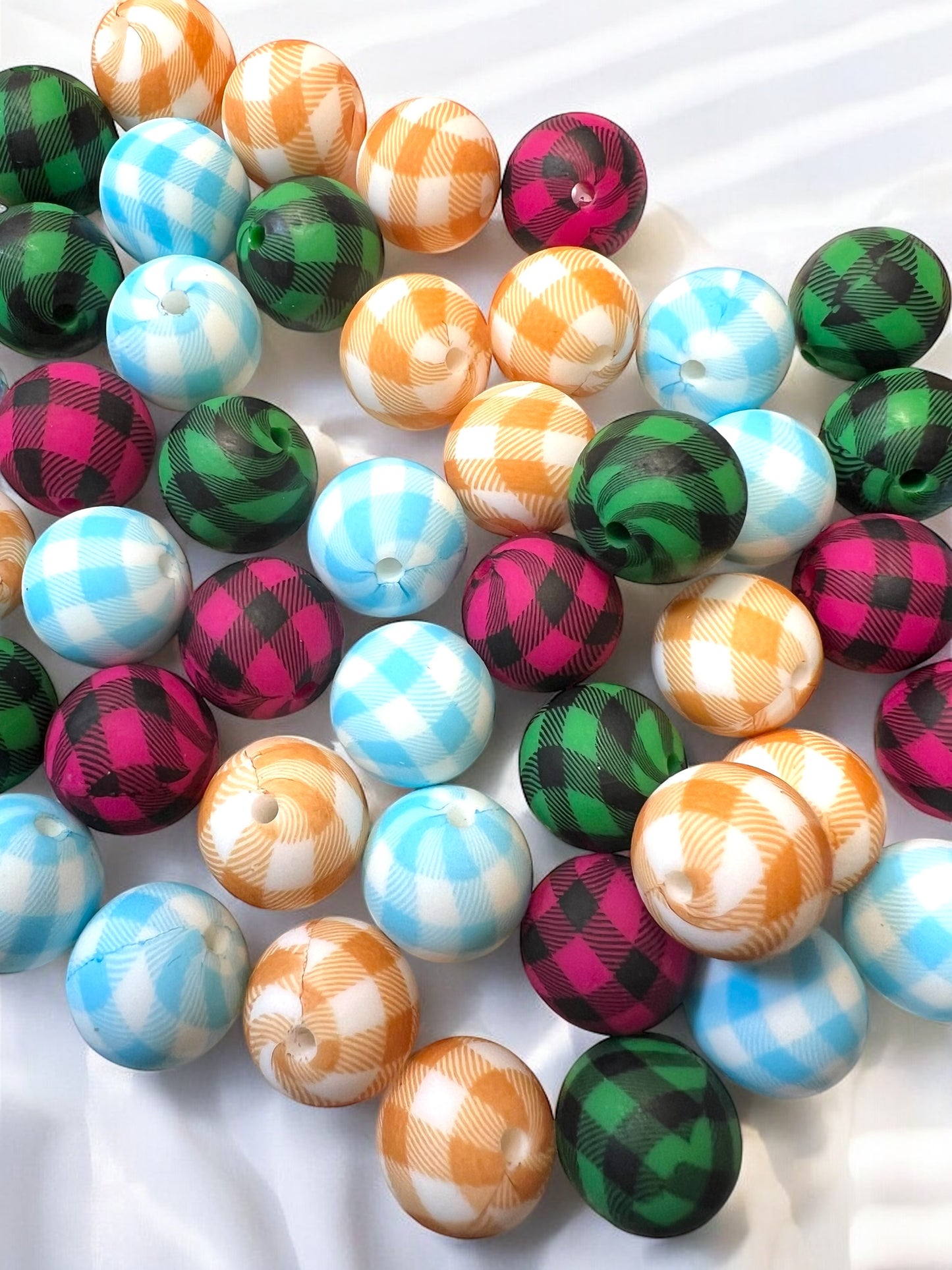 Gingham Design Silicone Beads 16mm(Lot of 5)| DIY| Hobbies| Crafts| Craft Items| Beading
