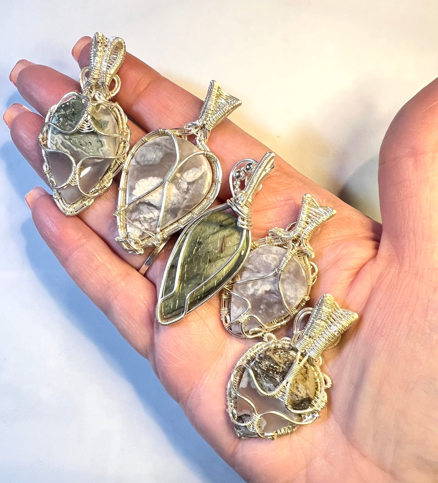Moss Agate Cabochon Natural Stone Pendants
