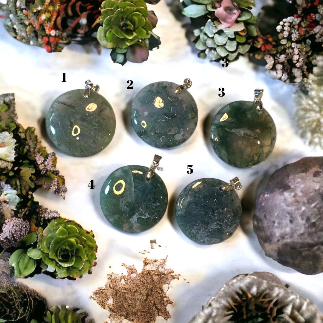 Moss Agate Natural Stone Pendants