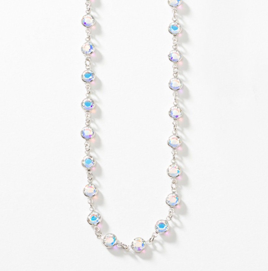 Swarovski Aura Crystal Necklace with Beautiful Rhodium Finish