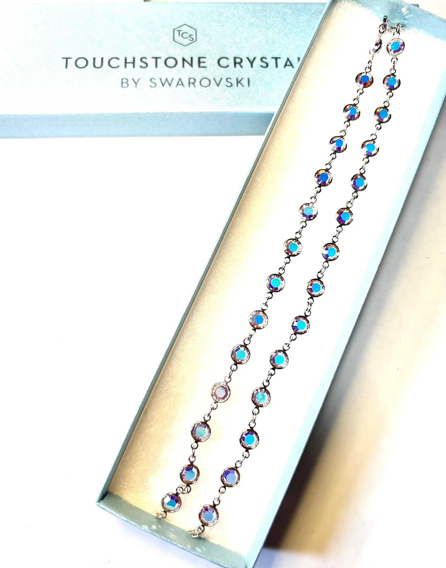Swarovski Aura Crystal Necklace with Beautiful Rhodium Finish