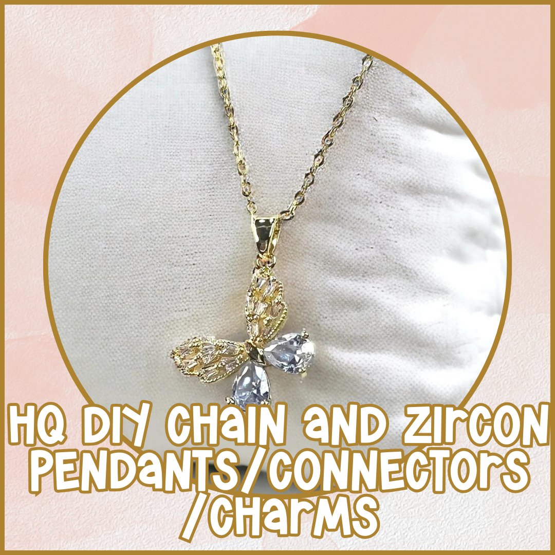 HQ DIY Chain and Zircon Pendants/Connectors/Charms