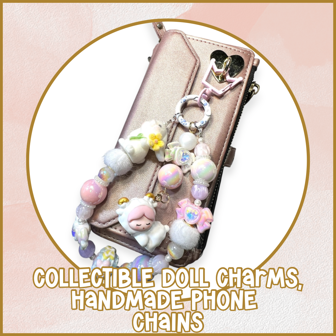 Collectible Doll charms, Hand Painted Phone Chains, Key Chains, & More, “Southern Pastel” Collection