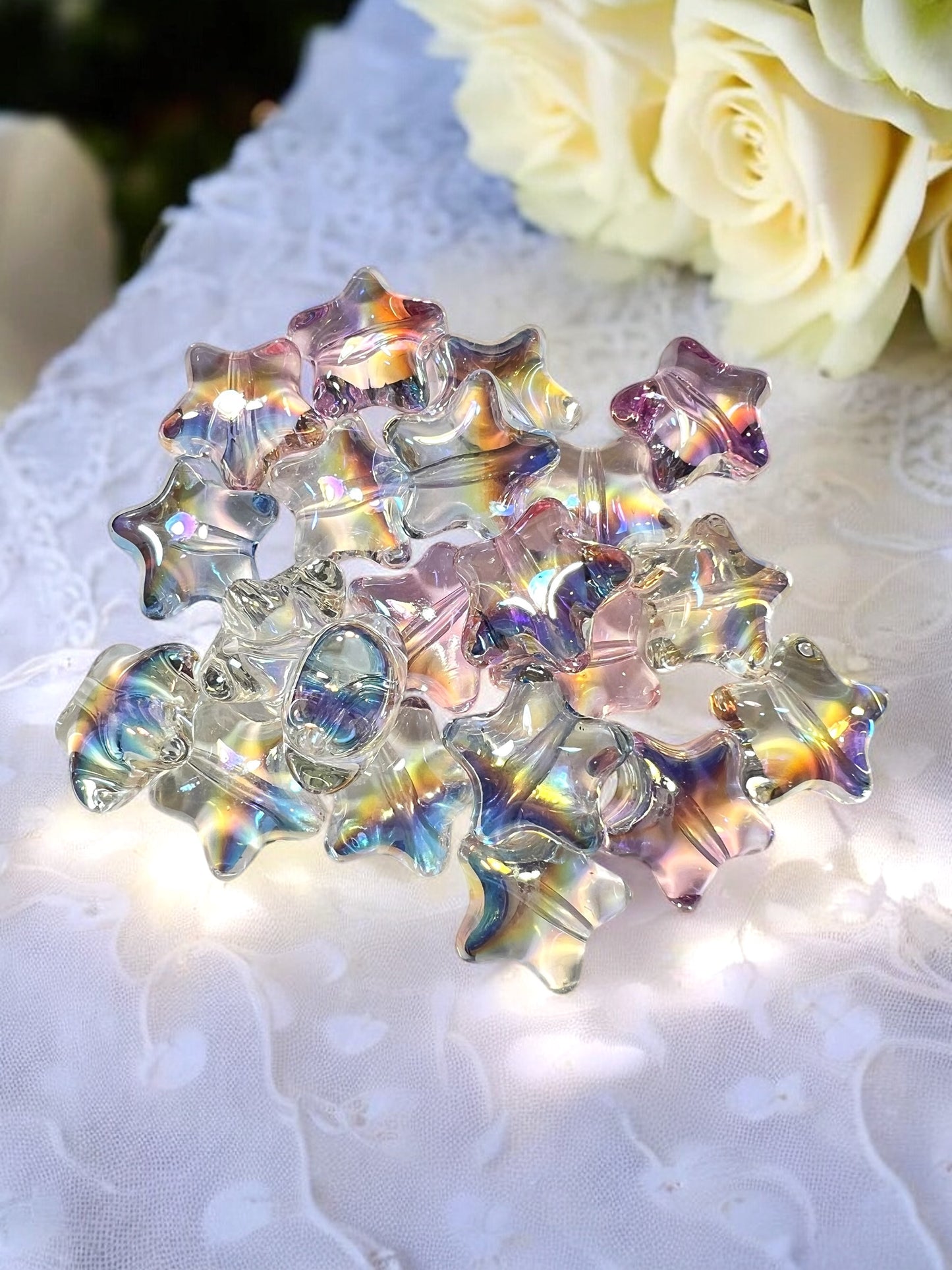 Acrylic Mirror Aura Heart and Star Beads (Lot of 6)| DIY| Hobbies| Crafts| Craft Items| Beading| Hand-Made|Collectibles