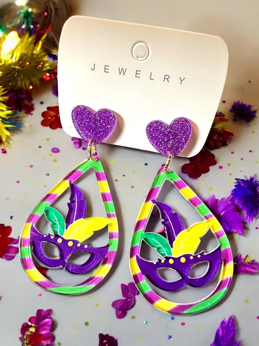 Mardi Gras 2025 Acrylic Earrings