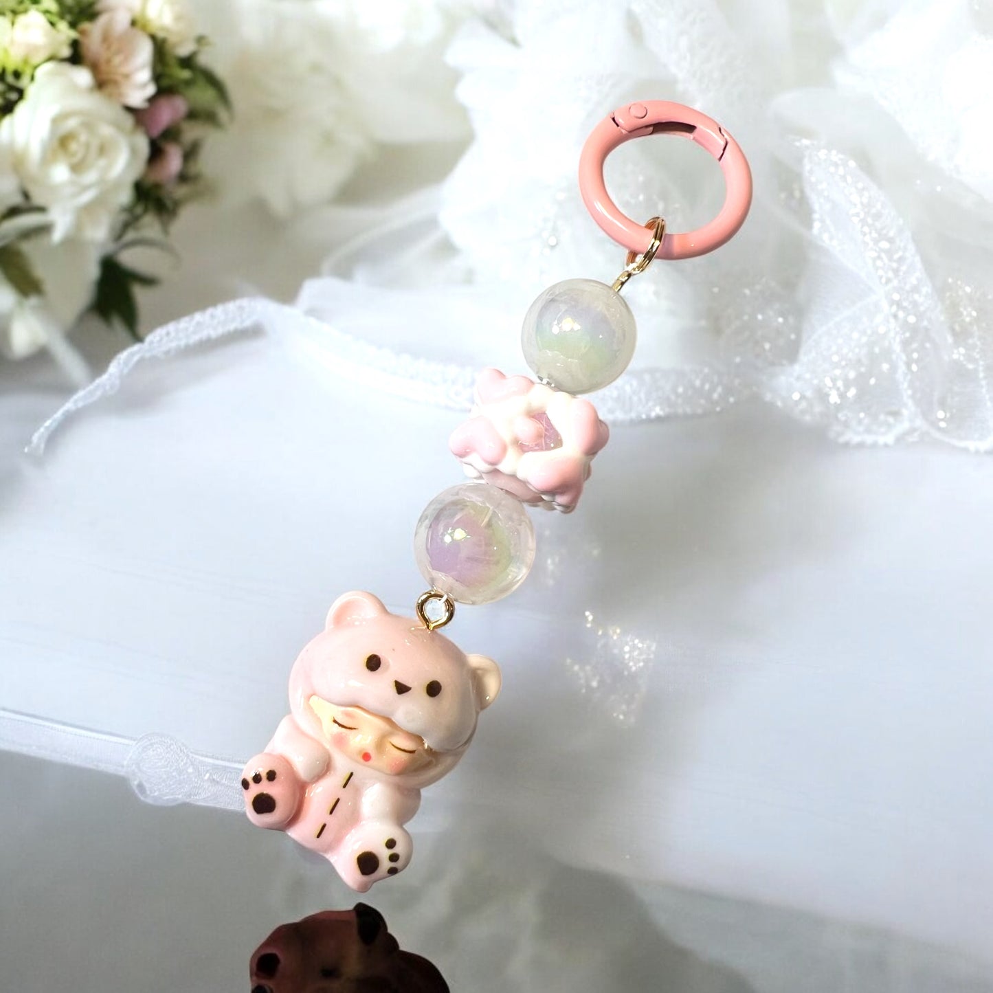 Handmade Acrylic with Collectible Character Charm Key Ring