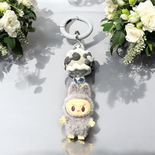 Handmade Acrylic key ring with Collectible Character Bead Key Ring