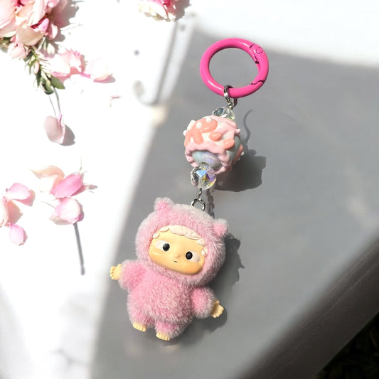 Handmade Acrylic key ring with Collectible Character Bead Key Ring