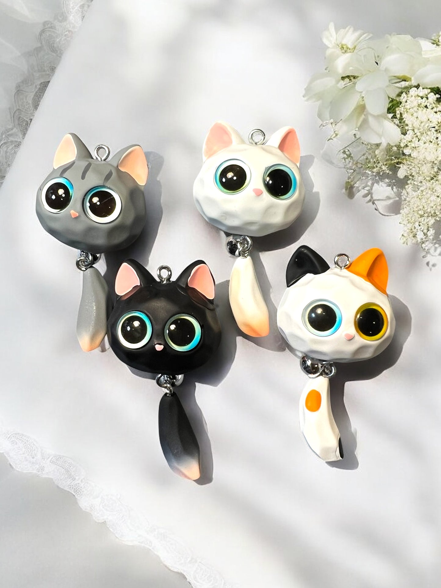 Cat Head with Dangle Tail Resin Figurine