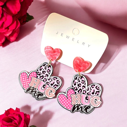 Valentine HUG ME Acrylic Earrings