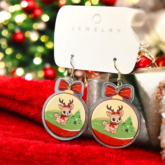 Christmas Deer Acrylic Earrings