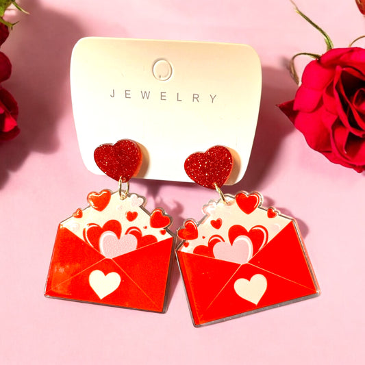 Valentine LOVE NOTES Acrylic Earrings