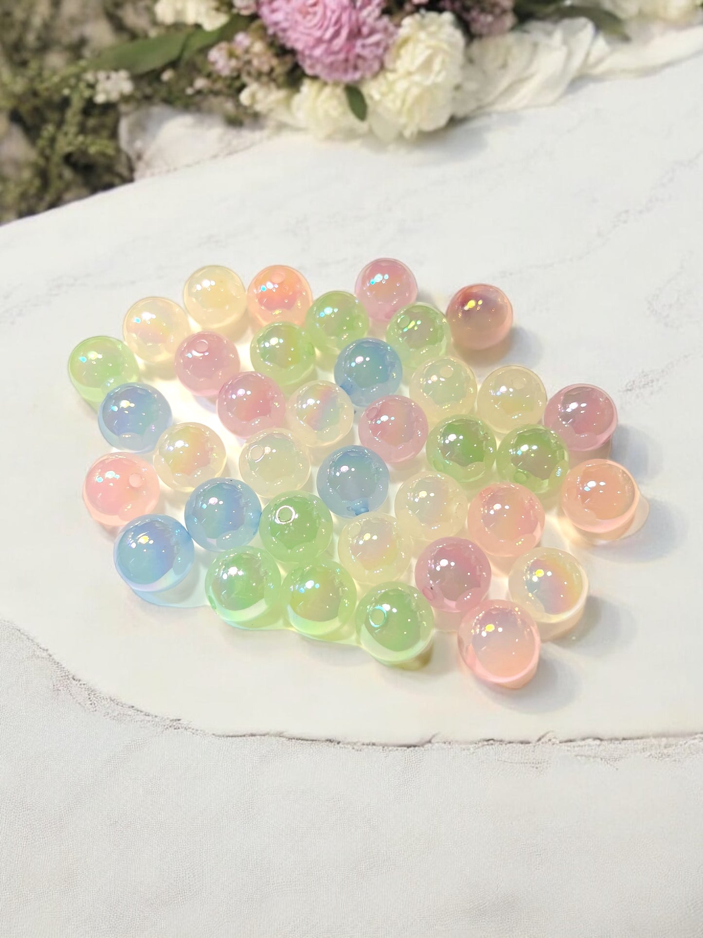 Pale Aura Beads Size 15mm (Lot of 10)| DIY| Hobbies| Crafts| Craft Items| Beading| Hand-Made|Collectibles