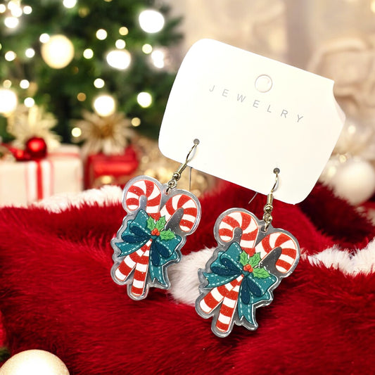 Christmas Candy Cane Acrylic Earrings