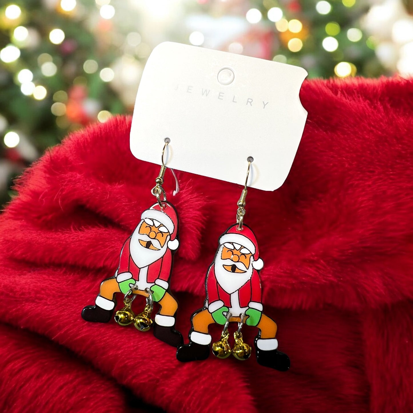 Christmas Santa Bells Acrylic Earrings