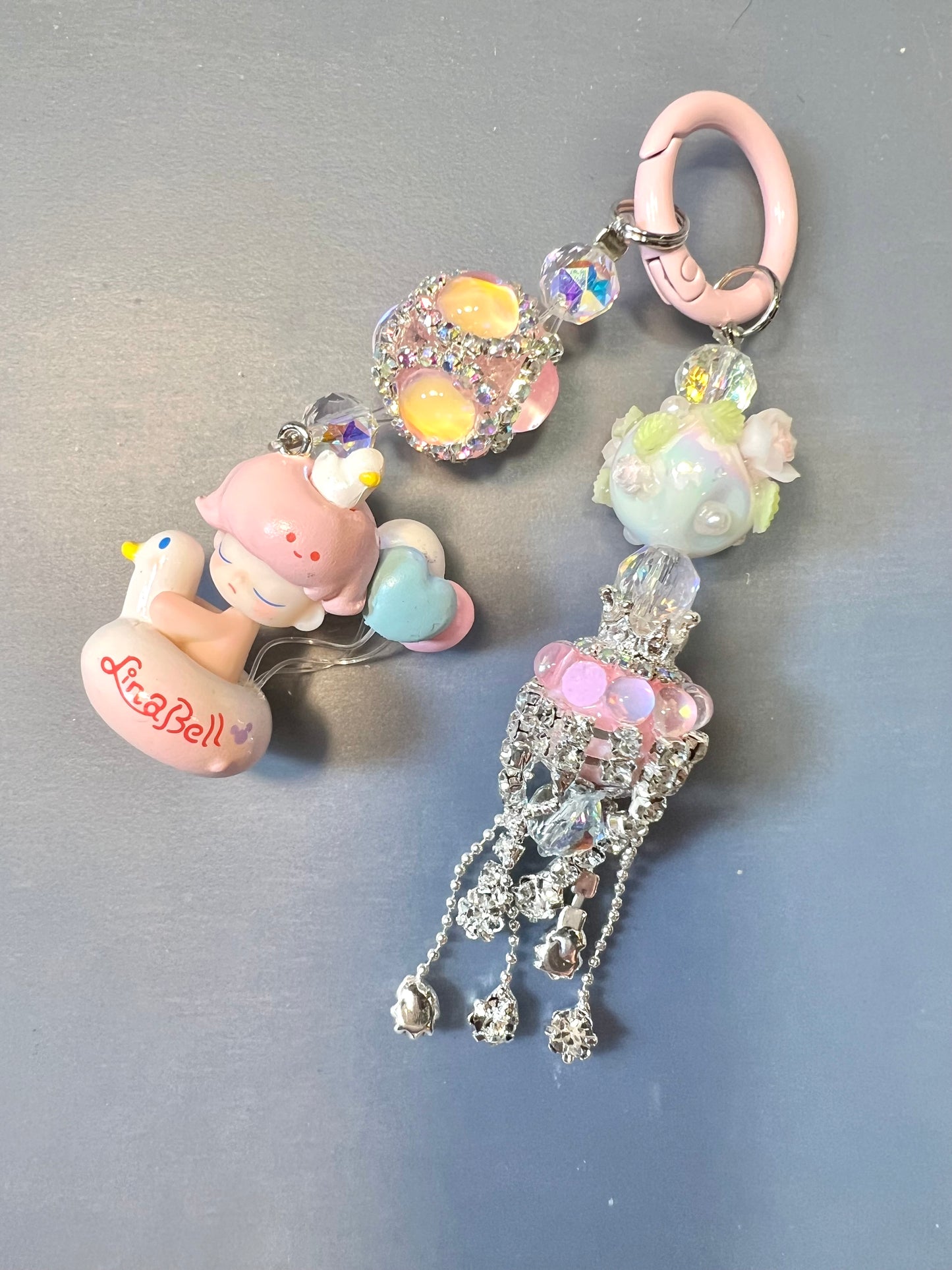 Handmade Phone Charm-Acrylic, Glass, and Metal with Collectible Character Charm