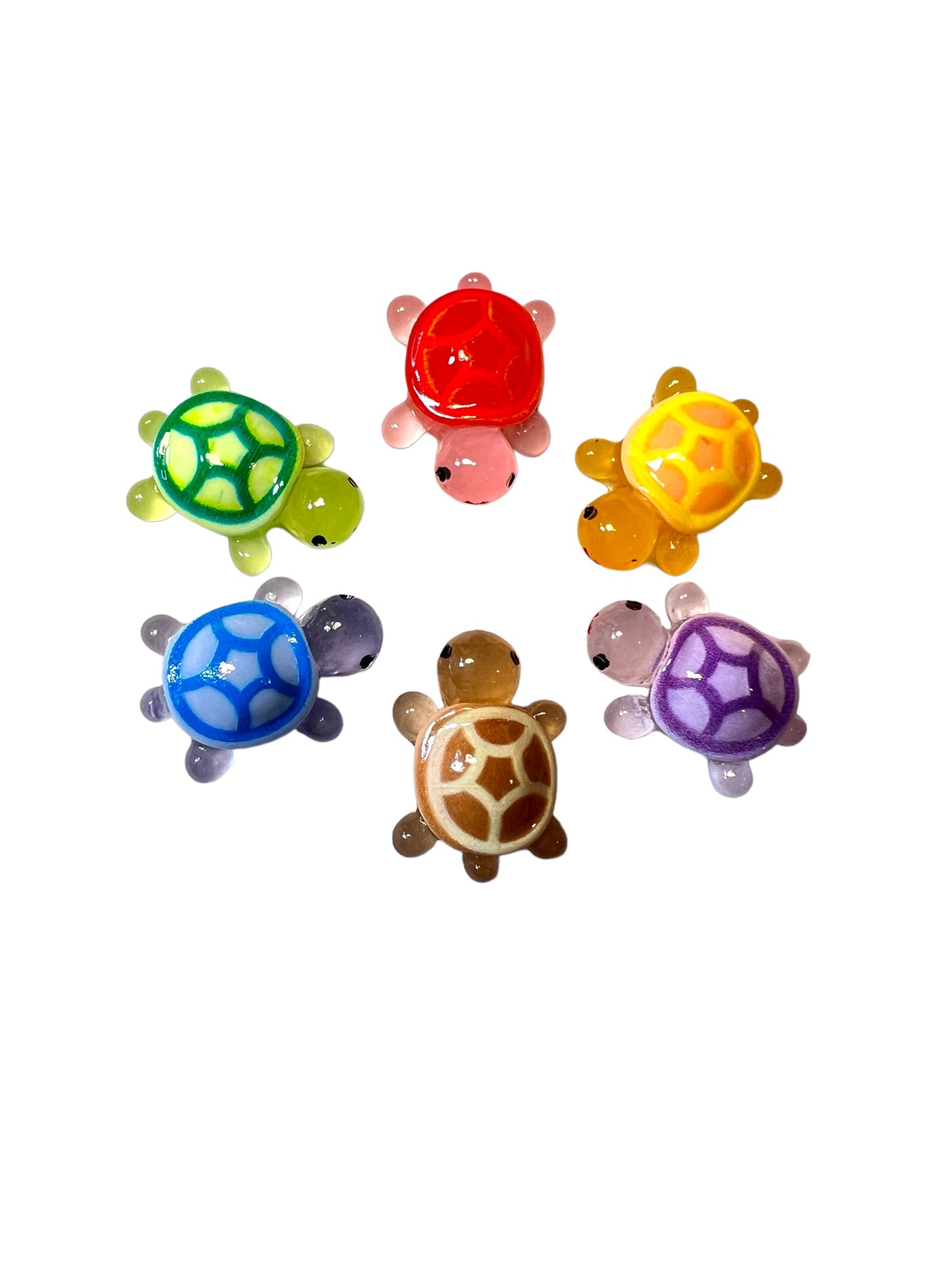 3D Luminous Micro Resin Turtles for DIY Pens and Keychains (Lot of 4)