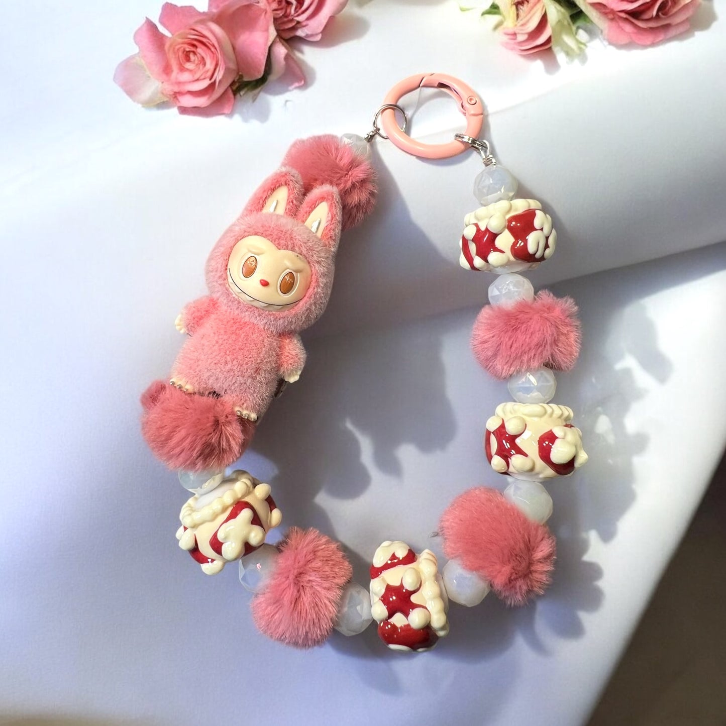 Handmade Phone Chain-Hand-Painted, & Glass Beads w/official Collectible Character Zimomo