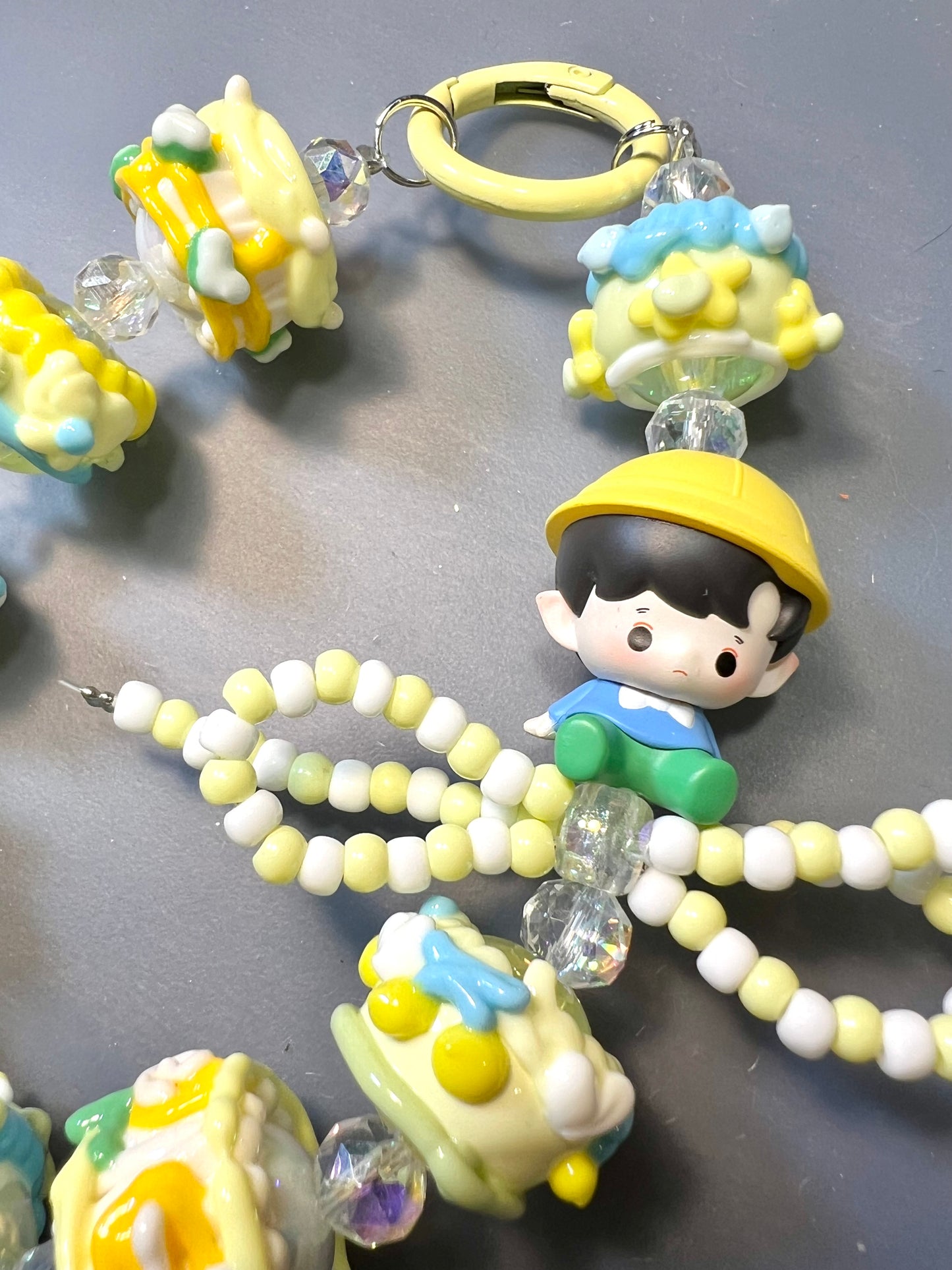 Handmade Phone Chain- Acrylic, Glass, and Metal with Collectible Character Charm