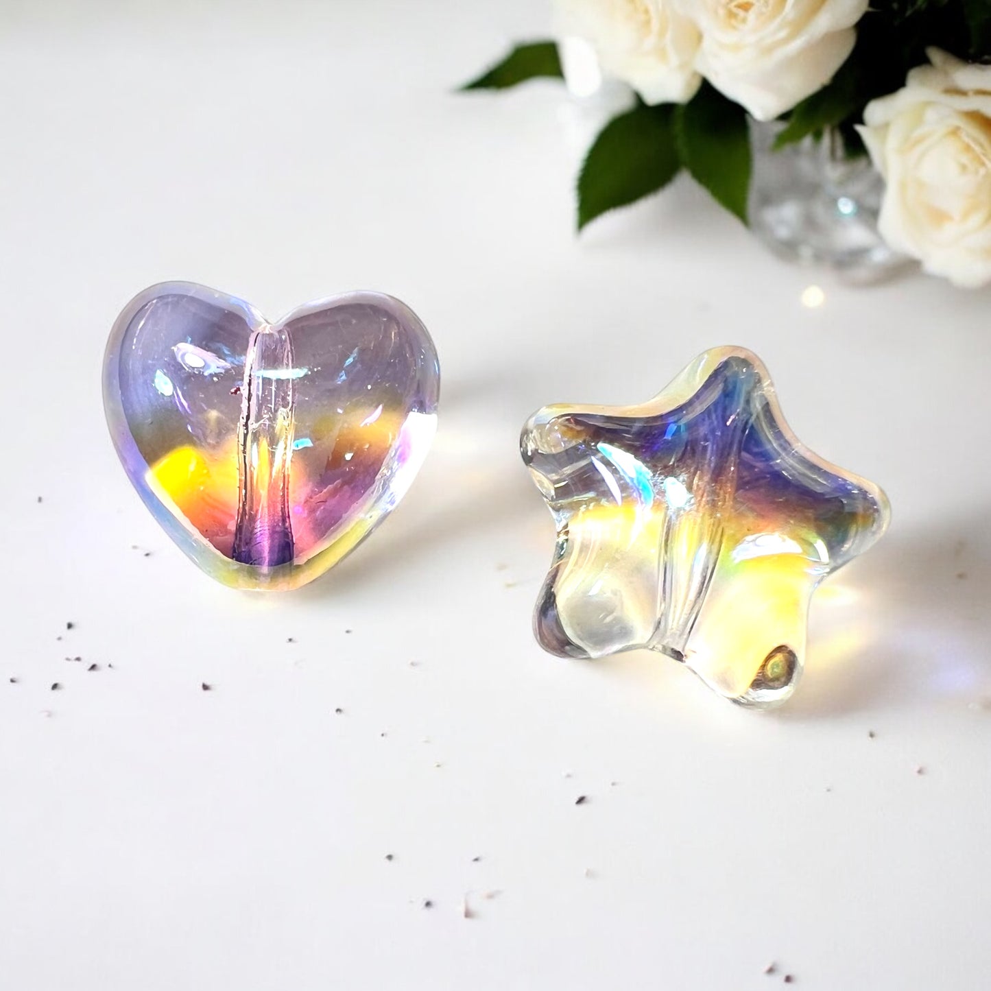 Acrylic Mirror Aura Heart and Star Beads (Lot of 6)| DIY| Hobbies| Crafts| Craft Items| Beading| Hand-Made|Collectibles