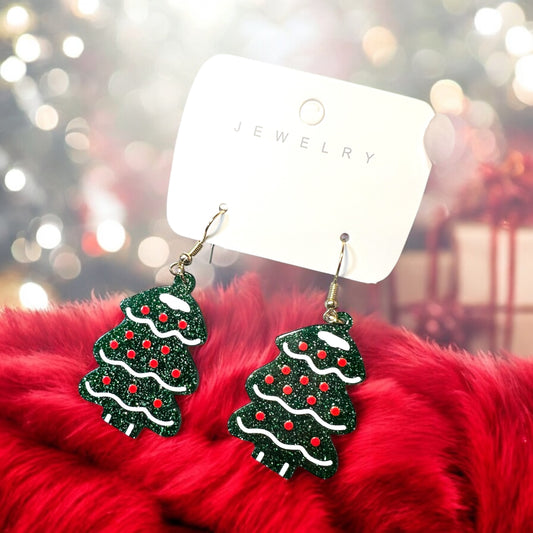 Green Christmas Tree Acrylic Earrings