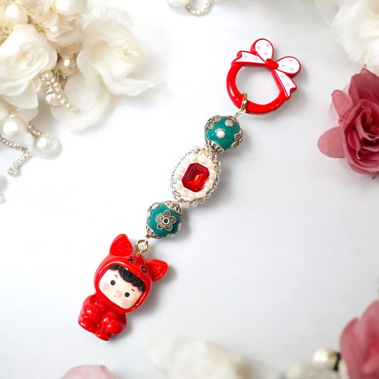 Handmade Christmas Acrylic Phone Chain with Collectible Character Charm