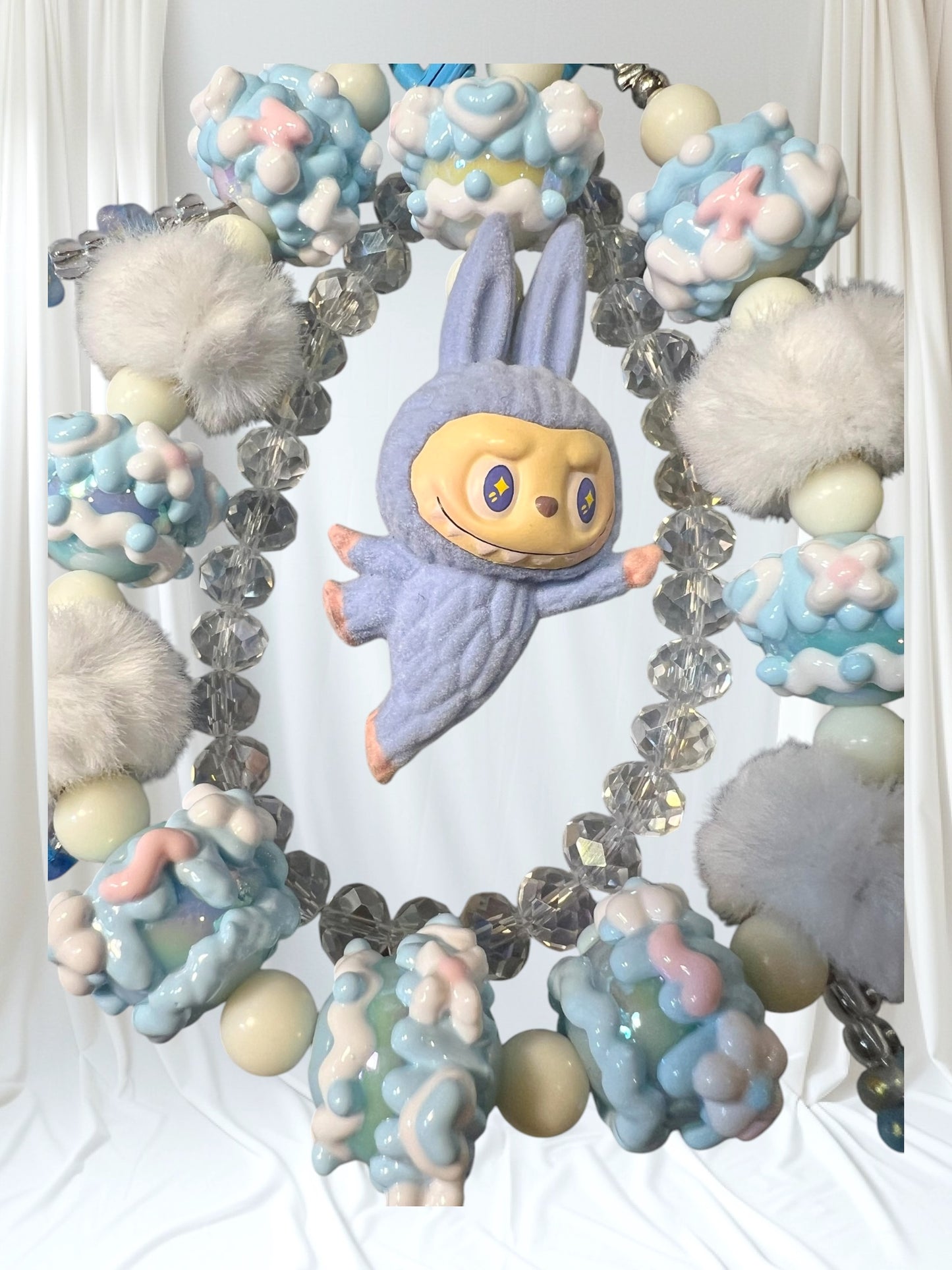 Handmade Phone Chain- Acrylic, Glass, and Metal with Collectible Character Charm