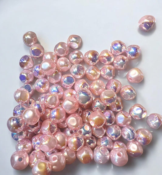 Pink A/B Irregular shaped Acrylic Beads Size 8mm (Lot of 10)| DIY| Hobbies| Crafts| Craft Items| Beading