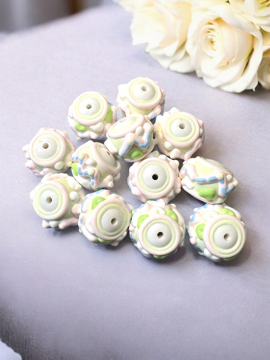 Hand-painted Beads (Lot of 3)| DIY| Hobbies| Crafts| Craft Items| Beading| Hand-Made|Pastel