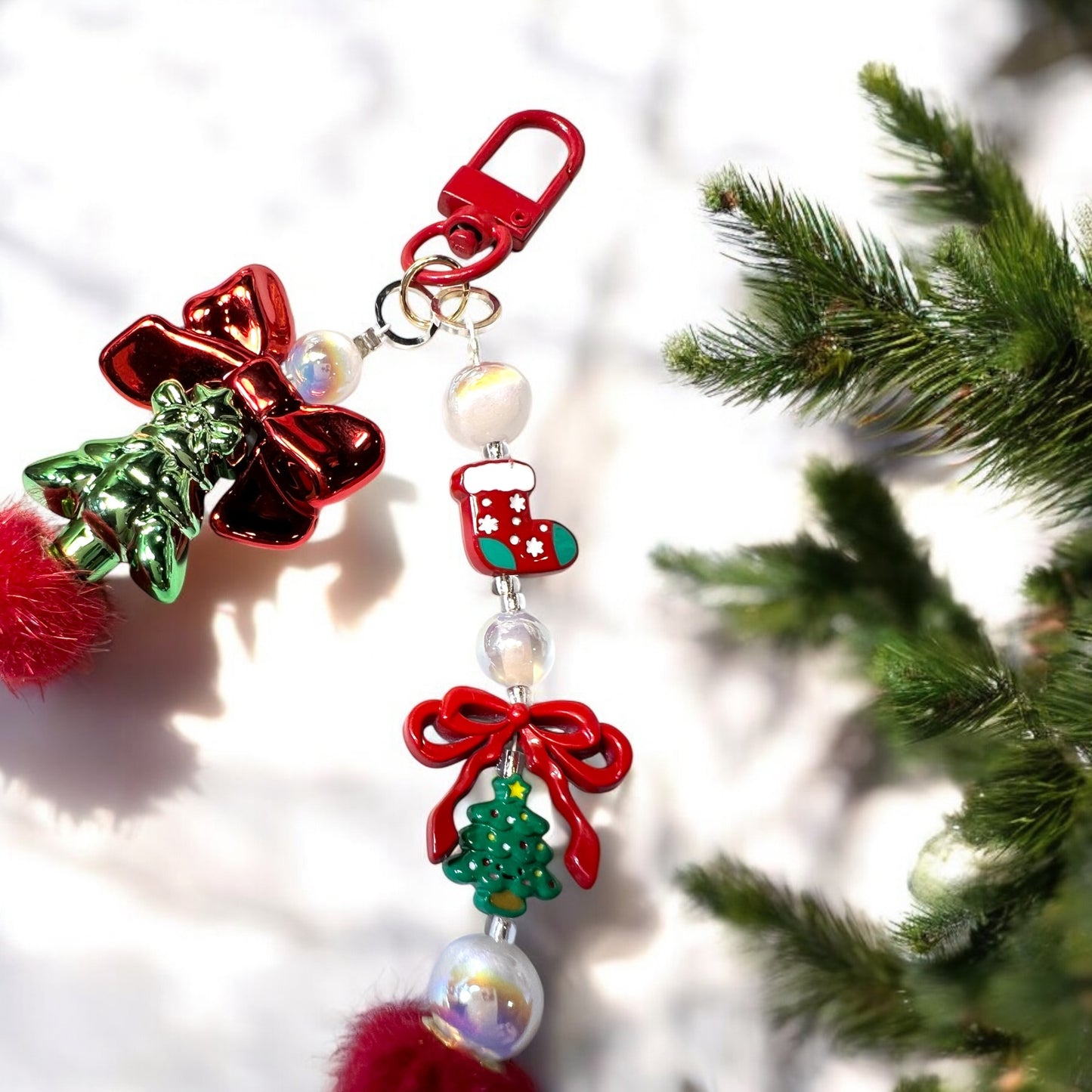 Handmade “Christmas Magic” Acrylic Bead Phone Wristlet