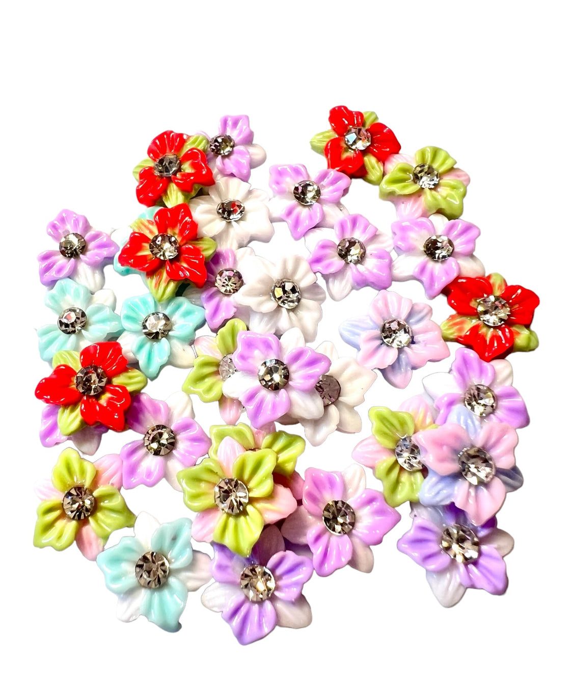 Flower with Rhinestone Character Nail Charms by the scoop