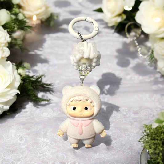 Handmade Acrylic key ring with Collectible Character Bead Key Ring