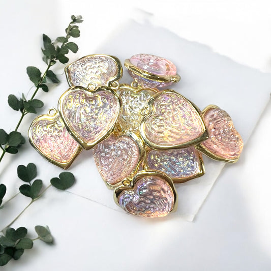 Pale Pastel Aura Heart Pendants Size 16mm (Lot of 2)| DIY| Hobbies| Crafts| Craft Items| Beading