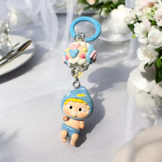 Handmade Acrylic key ring with Collectible Character Bead Key Ring