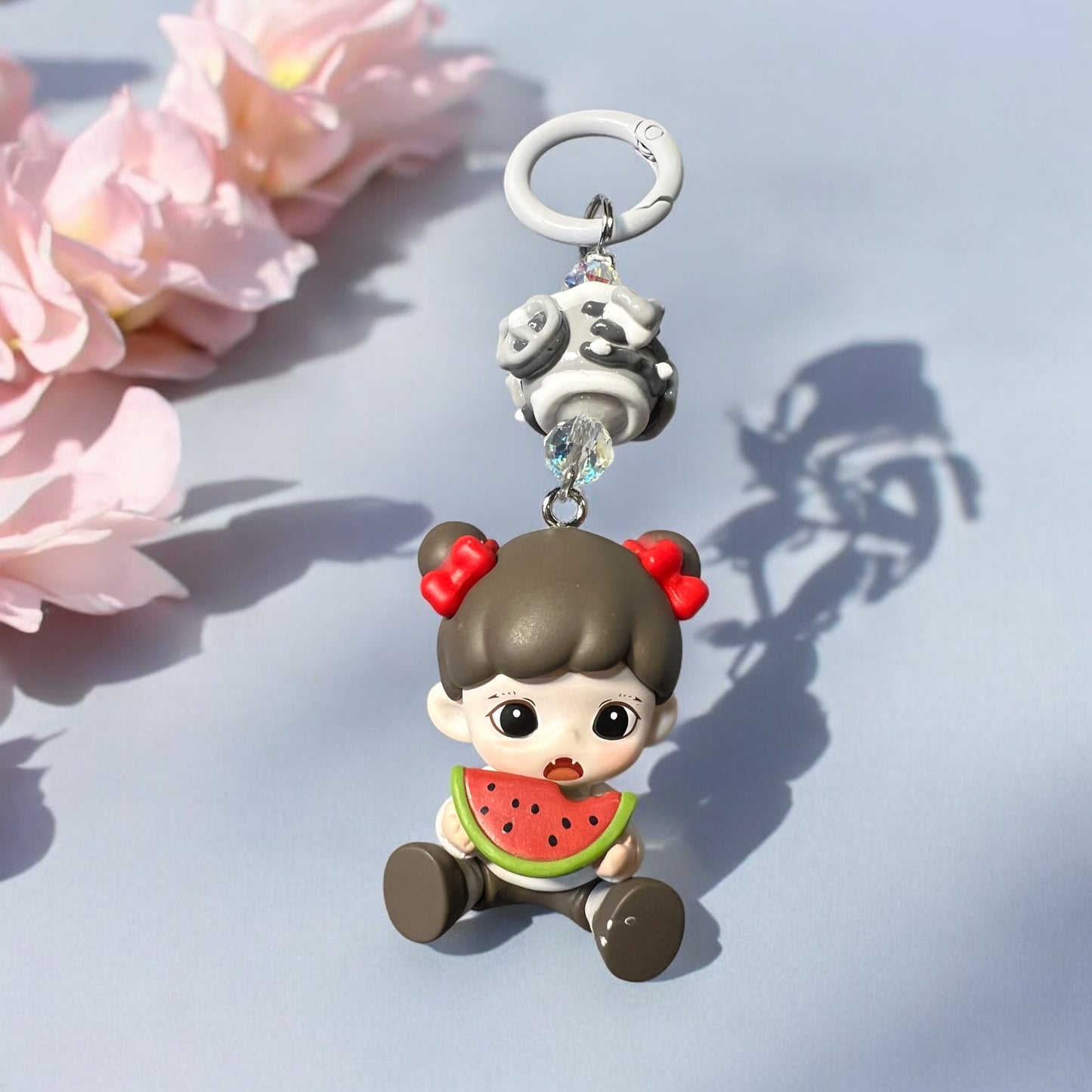 Handmade Acrylic key ring with Collectible Character Bead Key Ring