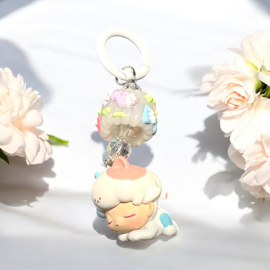 Handmade Acrylic key ring with Collectible Character Bead Key Ring