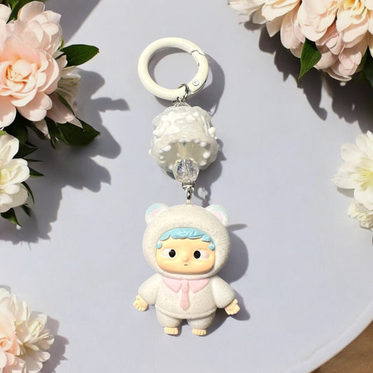 Handmade Acrylic key ring with Collectible Character Bead Key Ring