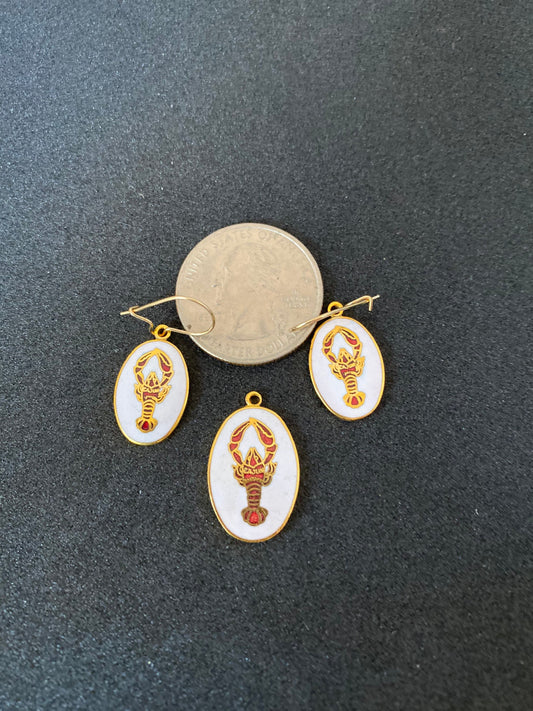 Vintage, New Orleans charm earring and pendant set