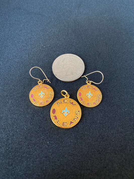 Vintage, New Orleans Earrings and pendant set