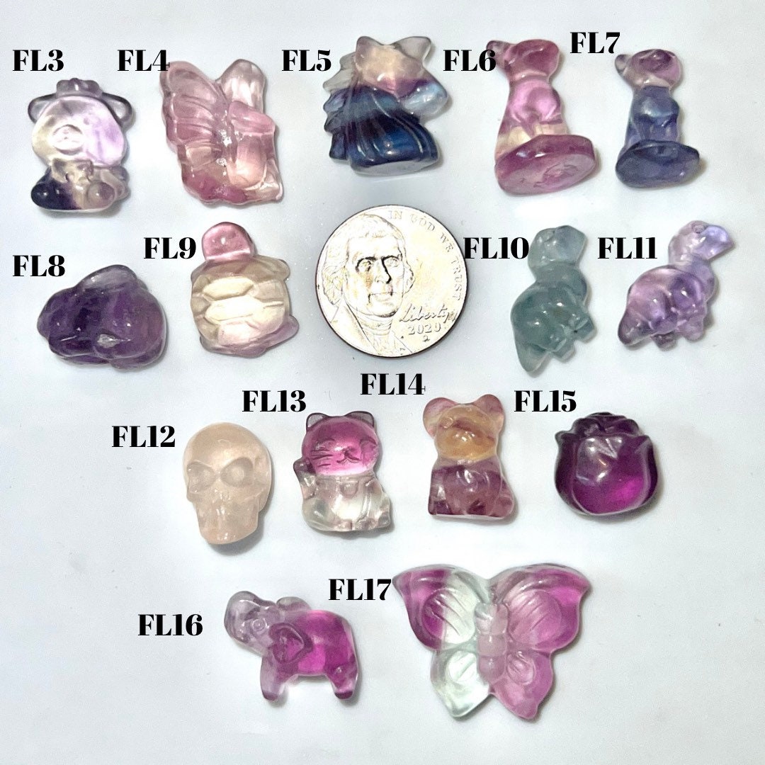 Micro Mini Fluorite Natural Stone carvings