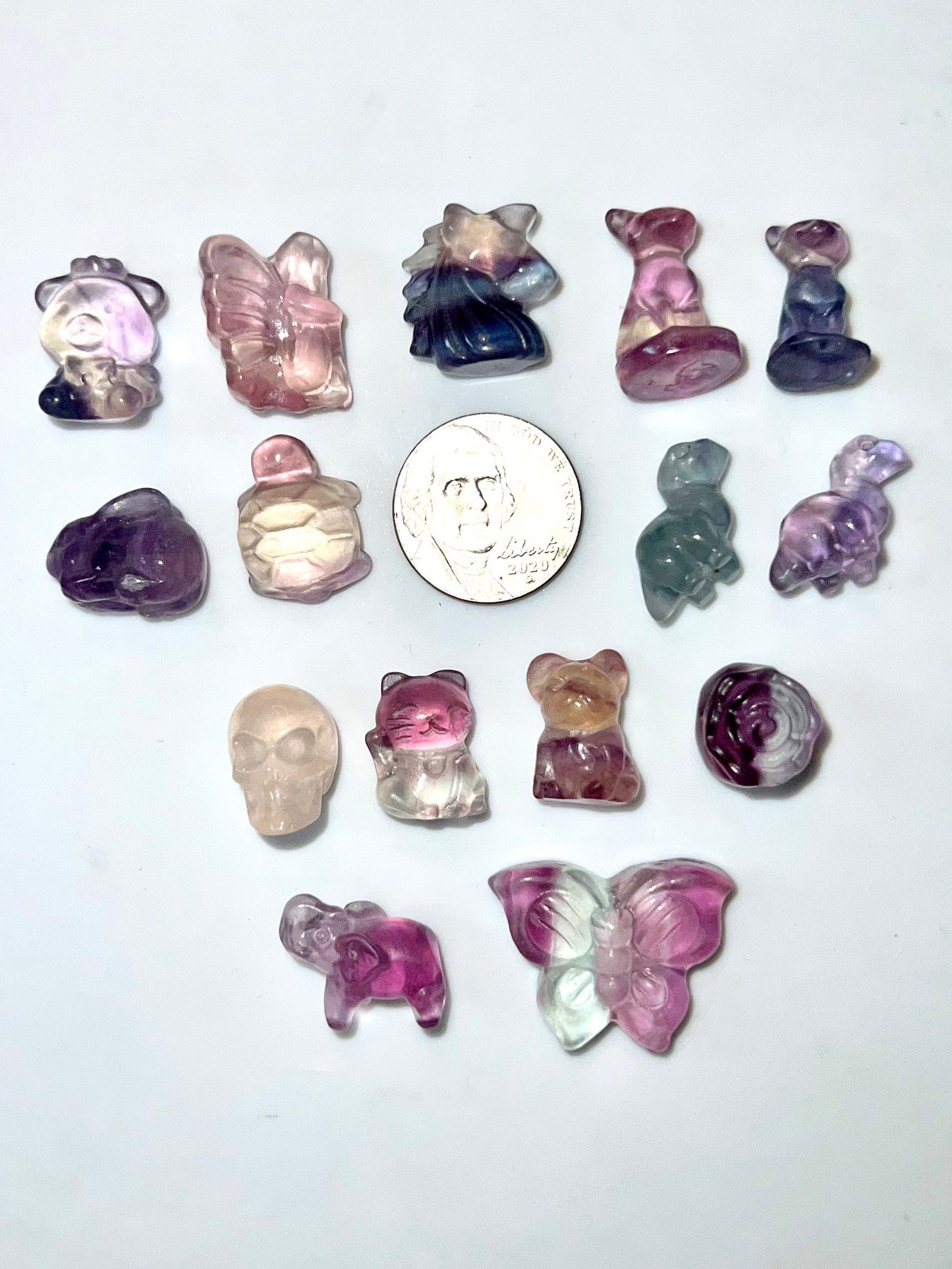 Micro Mini Fluorite Natural Stone carvings