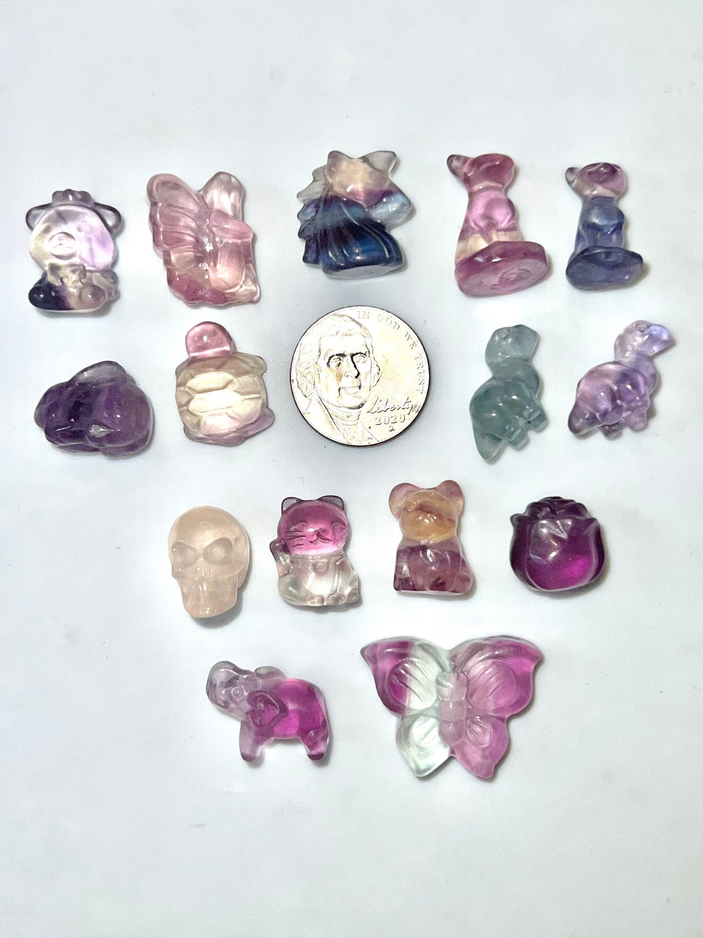 Micro Mini Fluorite Natural Stone carvings