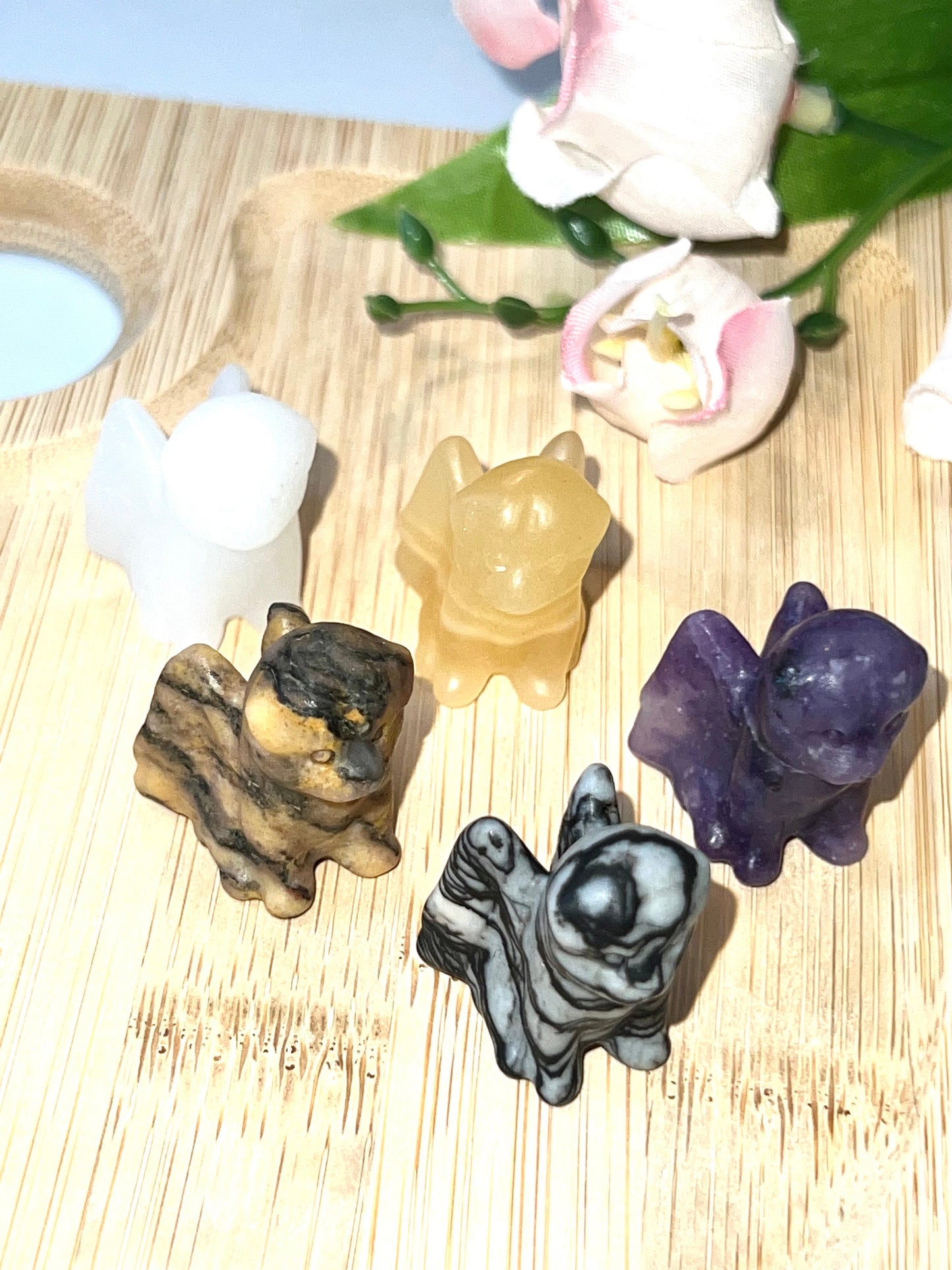 Angel Cat and Dogs Minis Natural Stone carvings