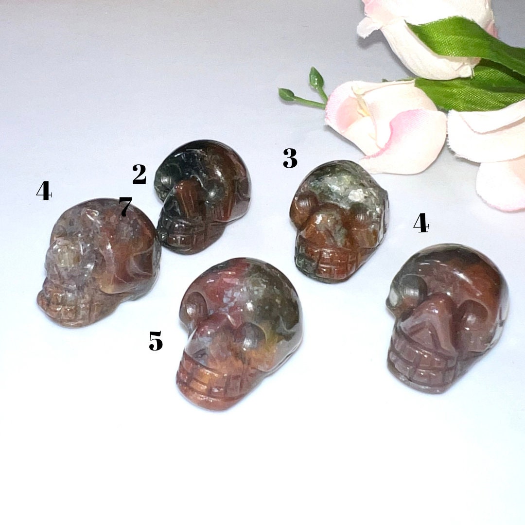 Skull Ocean Jasper Natural Stone carvings