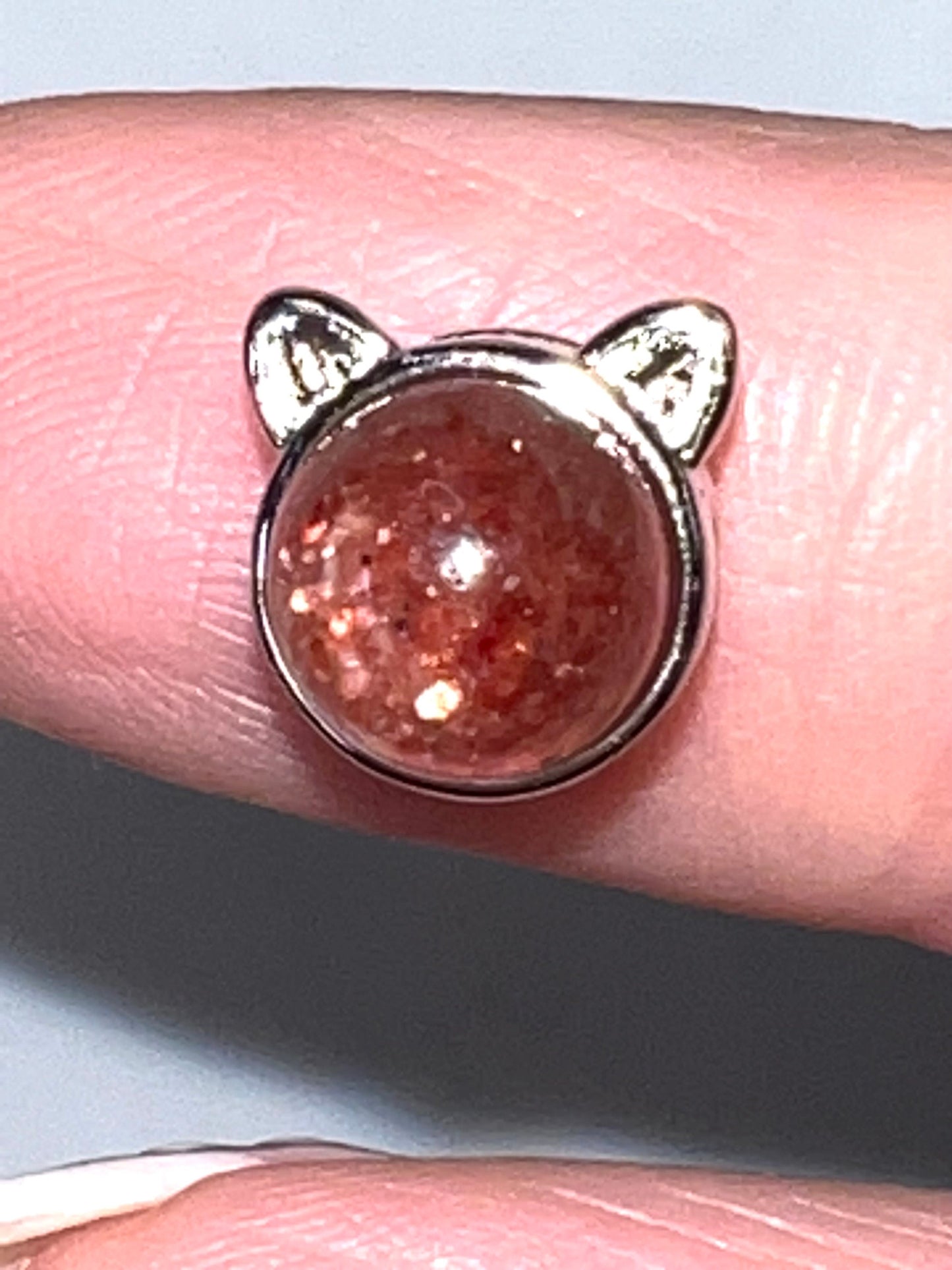 Cat head bead, Natural Strawberry Quartz Crystal