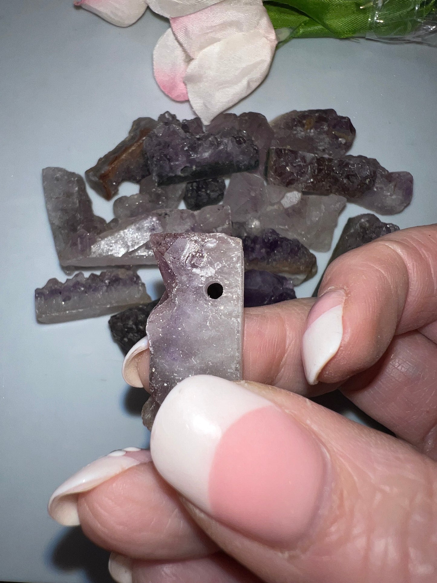 Amethyst Clusters with Drilled holes