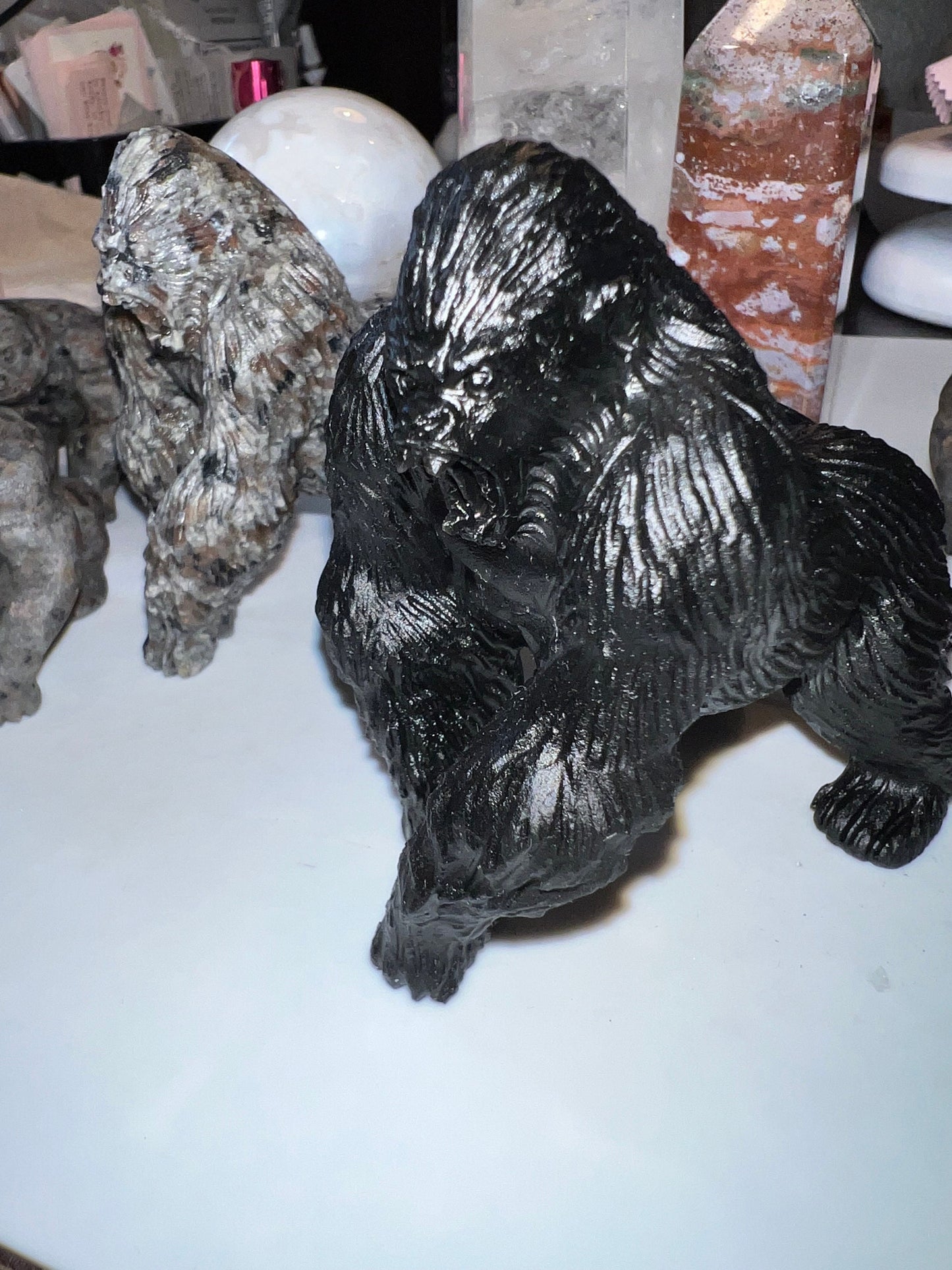 Gorilla Black Obsidian Natural Stone carvings